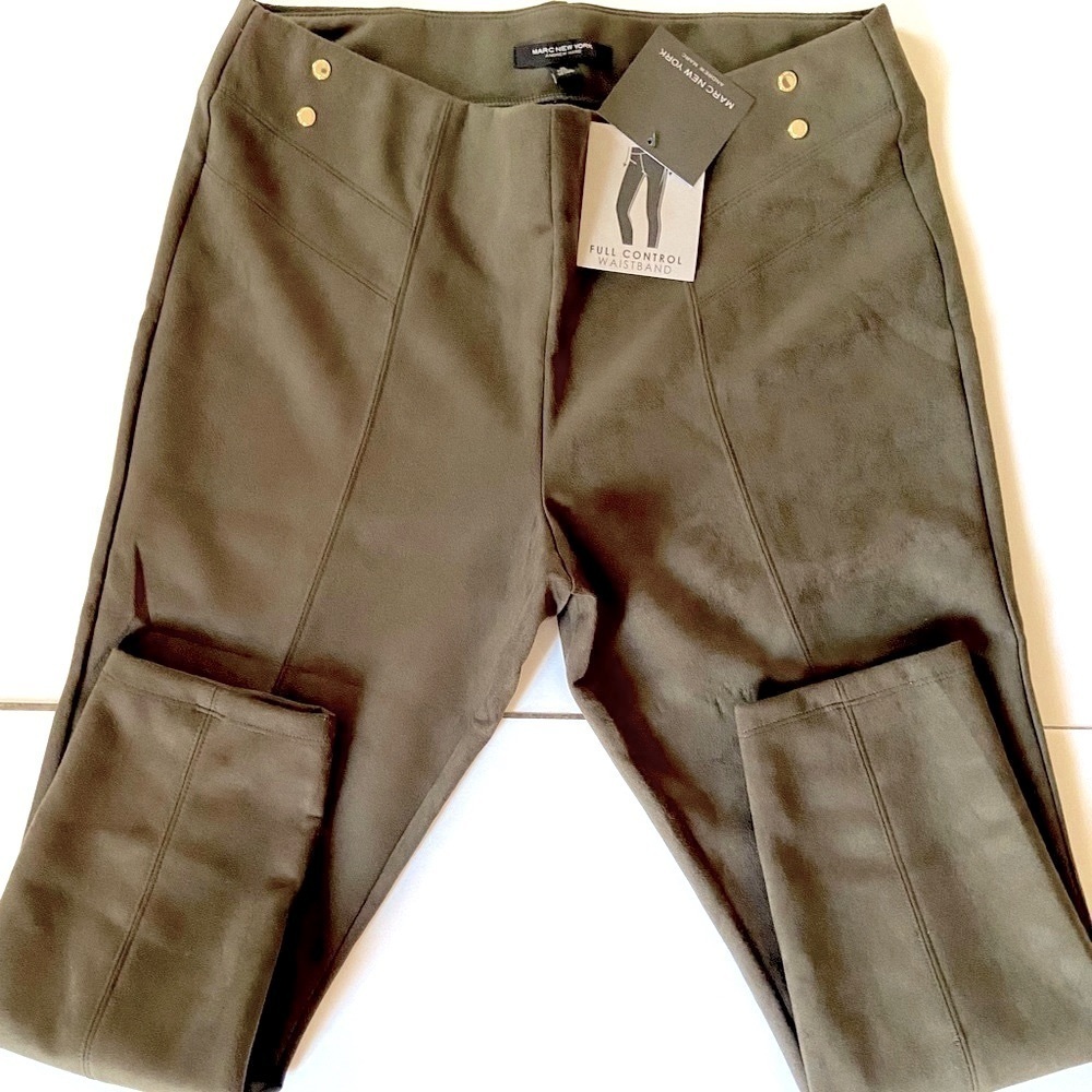 Marc New York Faux Womens Suede Nap Ankle Length Pull up waist control pants